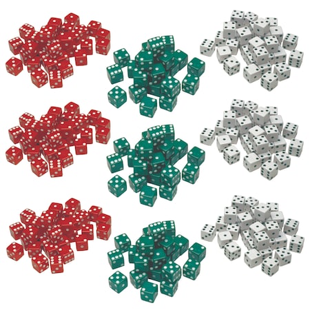 Learning Advantage Red, Green + White Dot Dice, 36 Pieces, PK3 7366